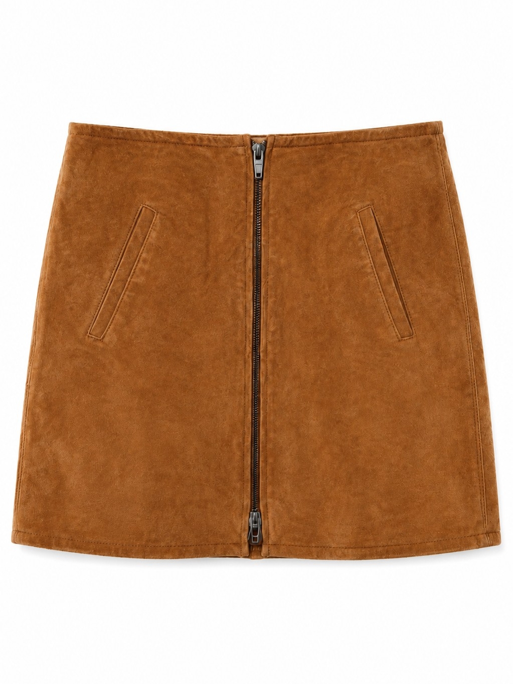 Blank Nyc Cognac Suede Zip Mini Skirt